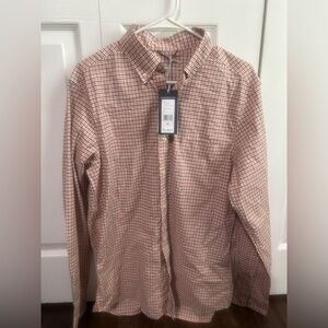 Vineyard Vines Orange and Navy Check Button-Down Shirt